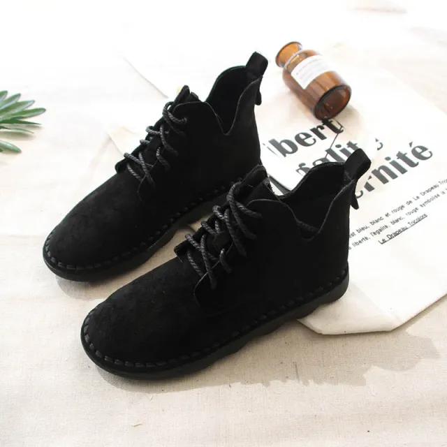 British Retro Thick soled Short Boots Women Black - Shop at LoveMi