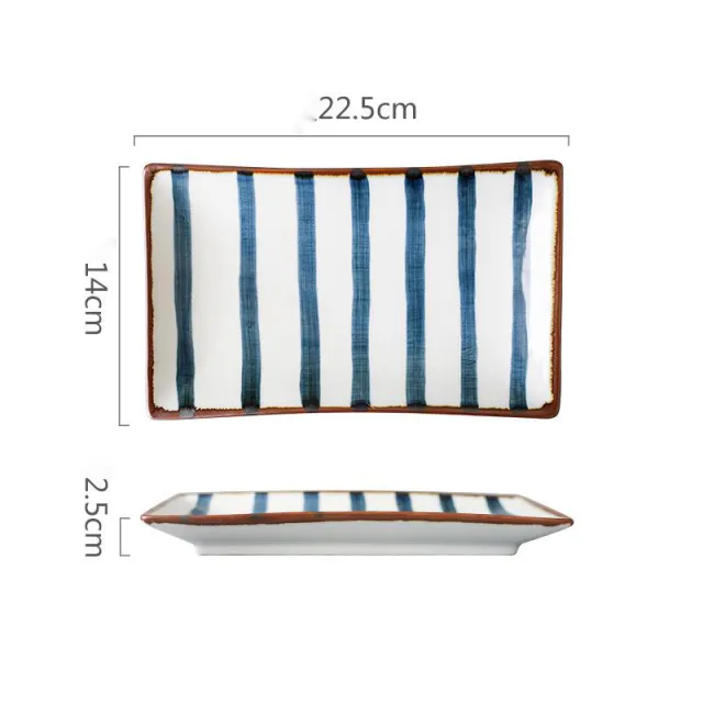 Hand painted Japanese Style Retro Hand painted Ceramic Sushi Plate Rectangular Plate - Shop at LoveMi