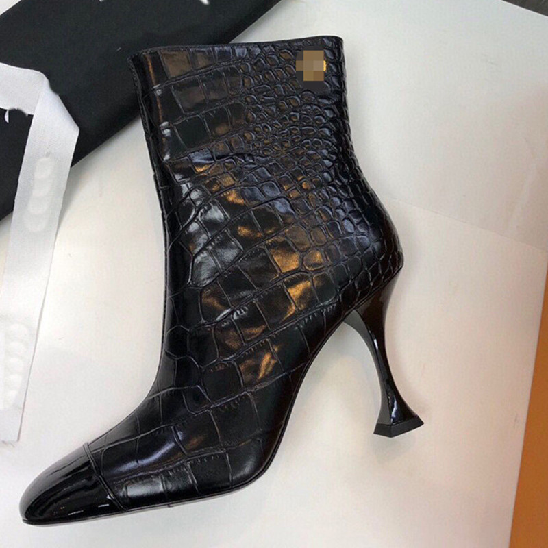 Round Toe Super High Heel Stiletto Side Zipper