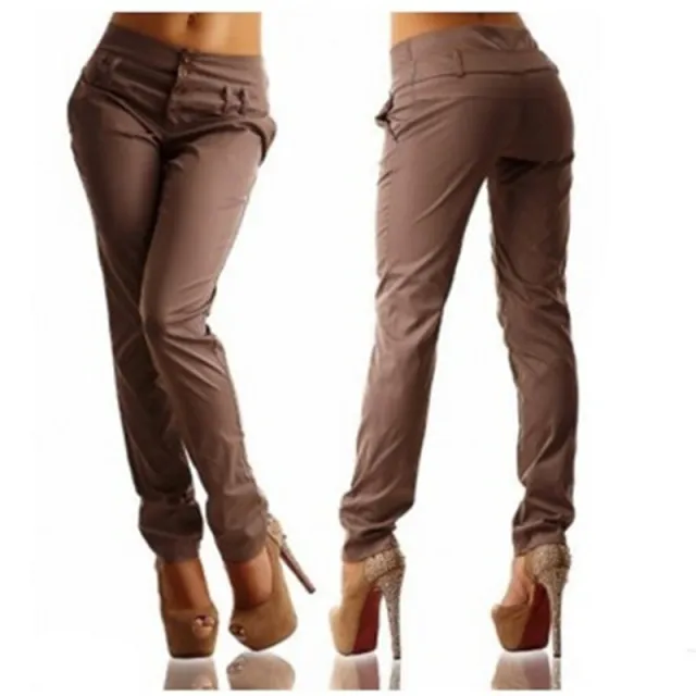 Pure Color Slim And Comfortable Women's Casual Pants Khaki - Shop at LoveMi