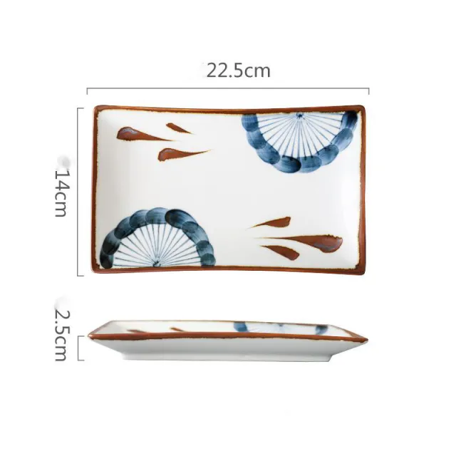 Hand painted Japanese Style Retro Hand painted Ceramic Sushi Plate Rectangular Plate - Shop at LoveMi
