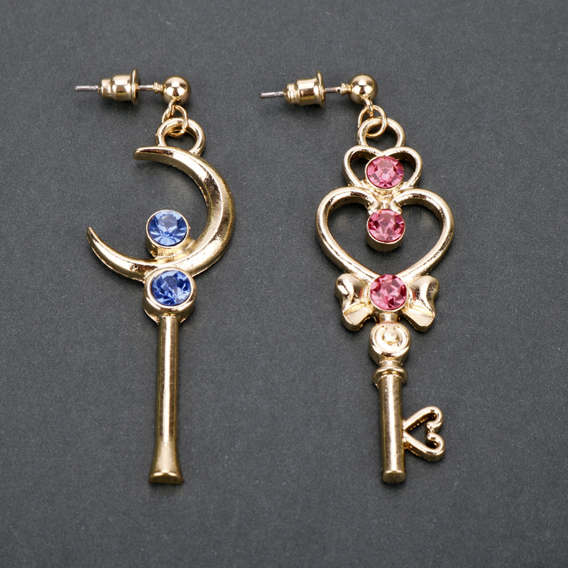 Love Stud Earrings Long Asymmetrical Earrings