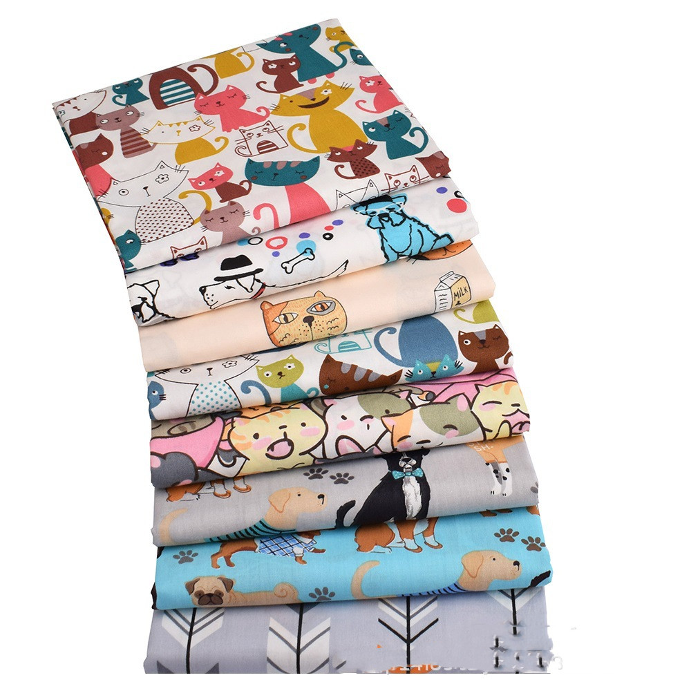 Cotton Printed Qtwill hand-uilted Cat And Dog Series 8 Pieces