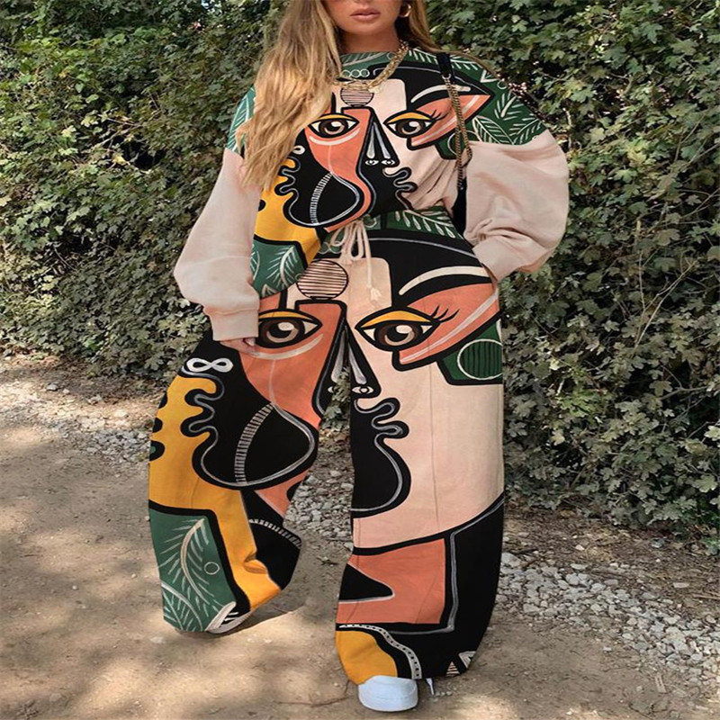 Multicolor Thick  Plus Size Long Sleeve Printing Suit