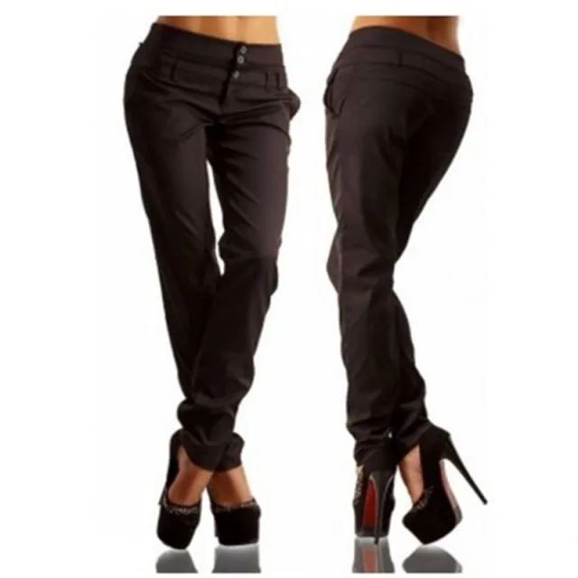 Pure Color Slim And Comfortable Women's Casual Pants Black - Shop at LoveMi