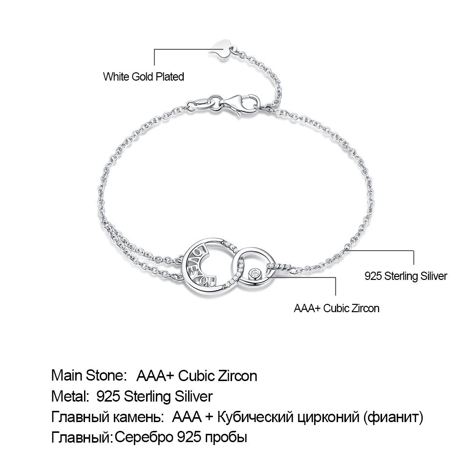 I Love You Letter Bracelet 925 Solid Silver High Grade Jewelry