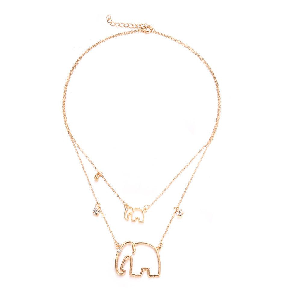 Personalized Retro Double Elephant Women's Necklace