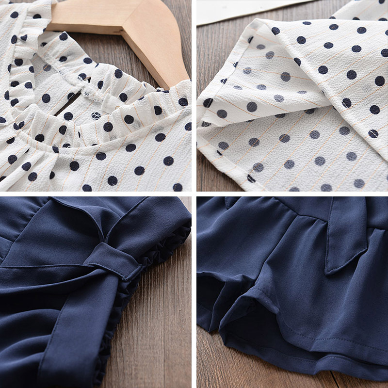 Girls Polka Dot Sleeveless T-shirt Shorts Set