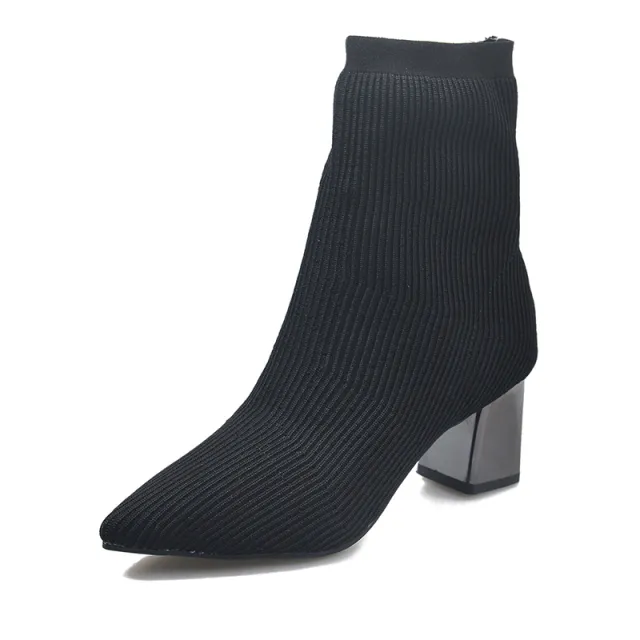 Breathable Stretch Knitted Socks Boots thin Boots Black - Shop at LoveMi