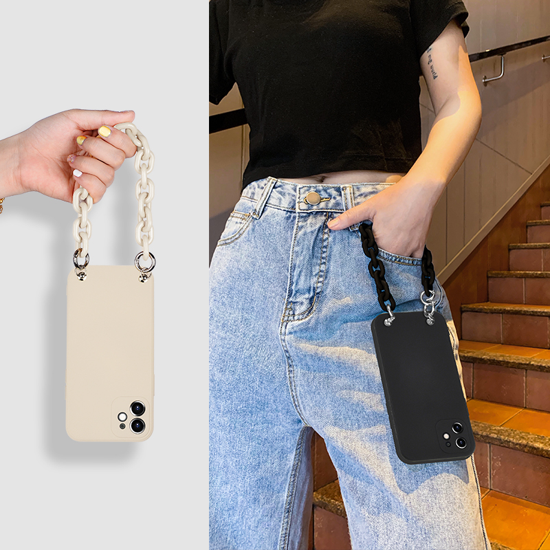 Bead Chain Liquid Silicone Anti-Drop Phone Case