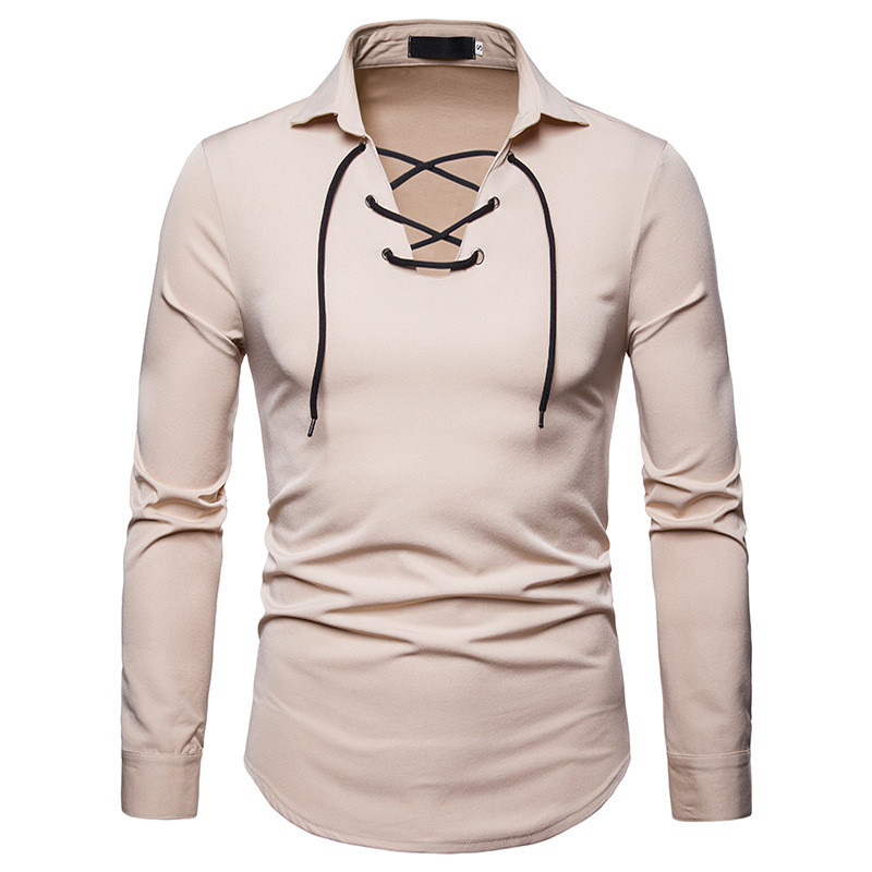 Design Solid Color Slim Fit Pullover Long Sleeve Shirt