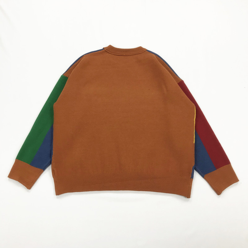 Big Dog Head Illustration Jacquard Crew Neck Sweater