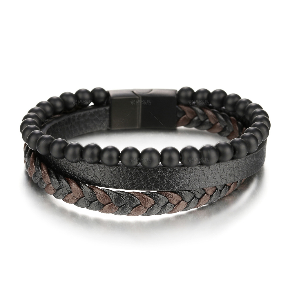 Natural Stone Volcanic Stone Leather Bracelet