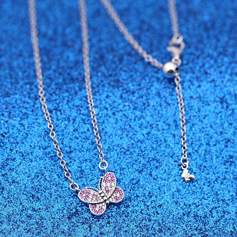 S925 Silver Necklace Women's Love Bow Chain