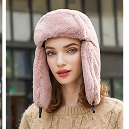 Ladies Plus Fleece Warm Ear Protection Cap Pink - Shop at LoveMi