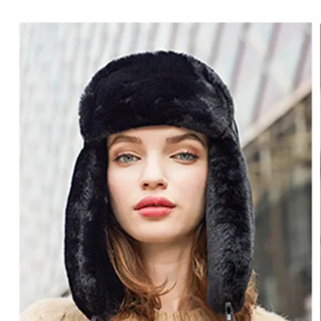 Ladies Plus Fleece Warm Ear Protection Cap - Black