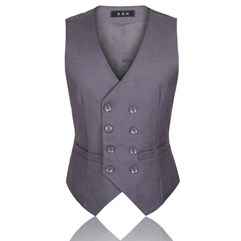 Large Size British Style Double-Breasted Casual Suit Vest