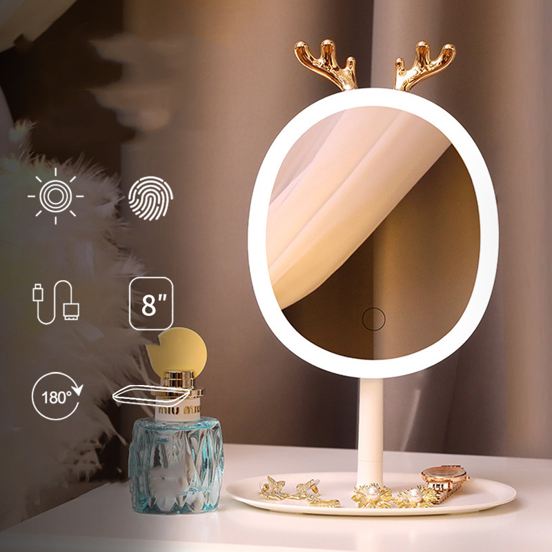 Specchio da Makeup LED con Design di Antelaggio Wireless Charging