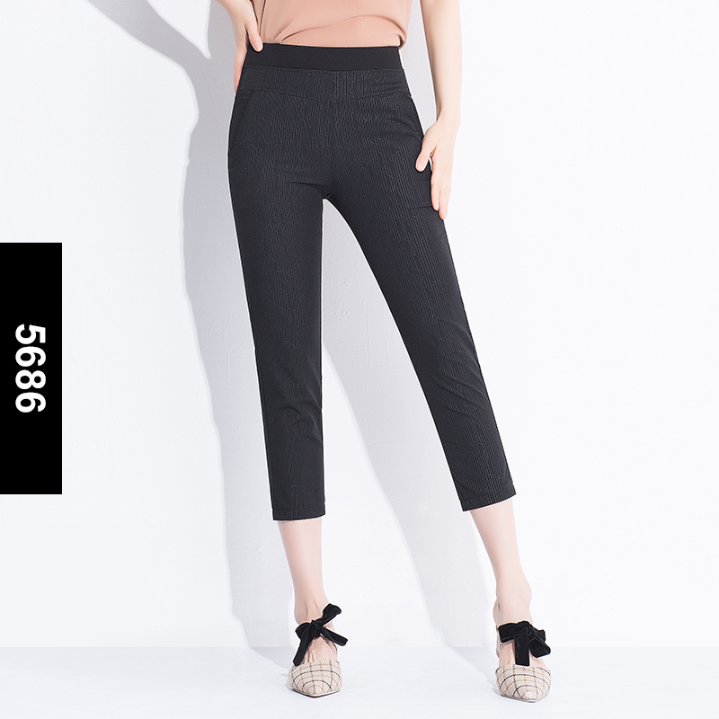 Summer New Cropped High Waist Stretch Pants 3 Black - Shop at LoveMi