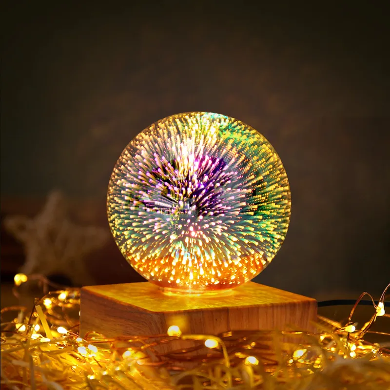 USB 3D Firework Crystals Ball Night Light Plug In Romantic Star LED Night Light Christmas Lights Christmas Home Decorations – image 4