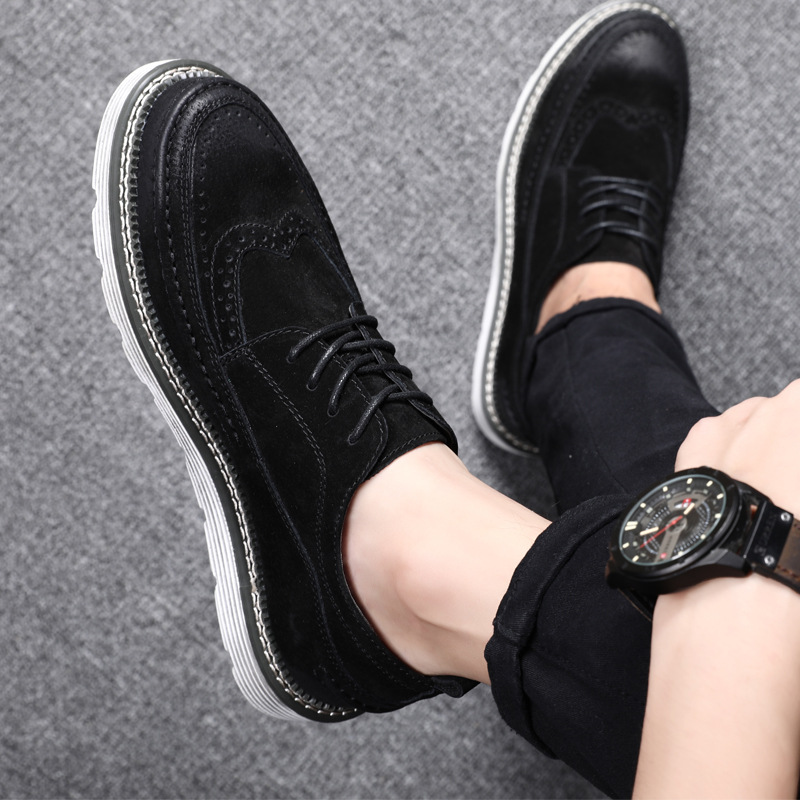 أحذية جلد سويد نمط بروغ أوروبية وأمريكية