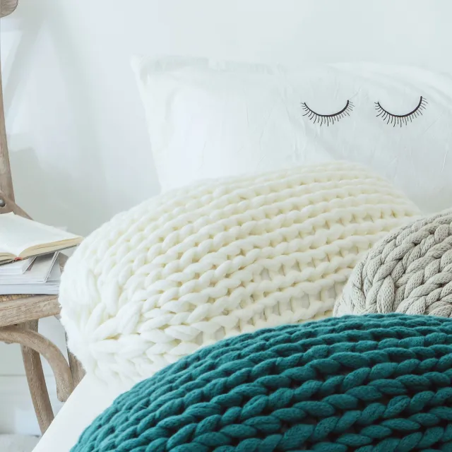 Handmade Wool Sofa Cushion Cushion Solid Color Cushion White - Shop at LoveMi