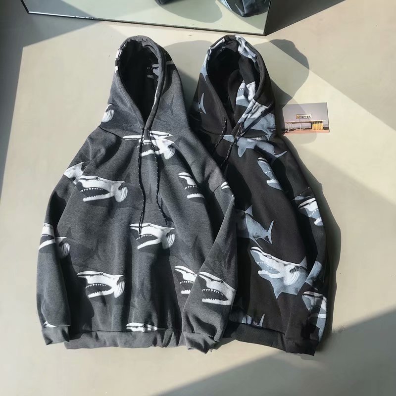 Hooded Plus Velvet Printed Sweater Men's Spring And Autumn