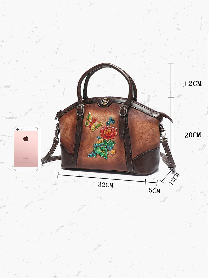 Hand-rubbed Three-dimensional Relief Retro Female Bag