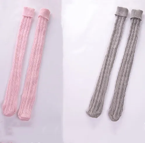 Long tube over the knee pile of socks - Grey
