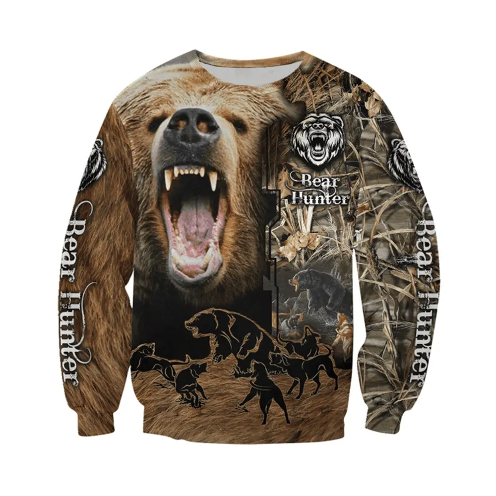 Hunting Camo 3D Printed Zipper Hoodies for Men