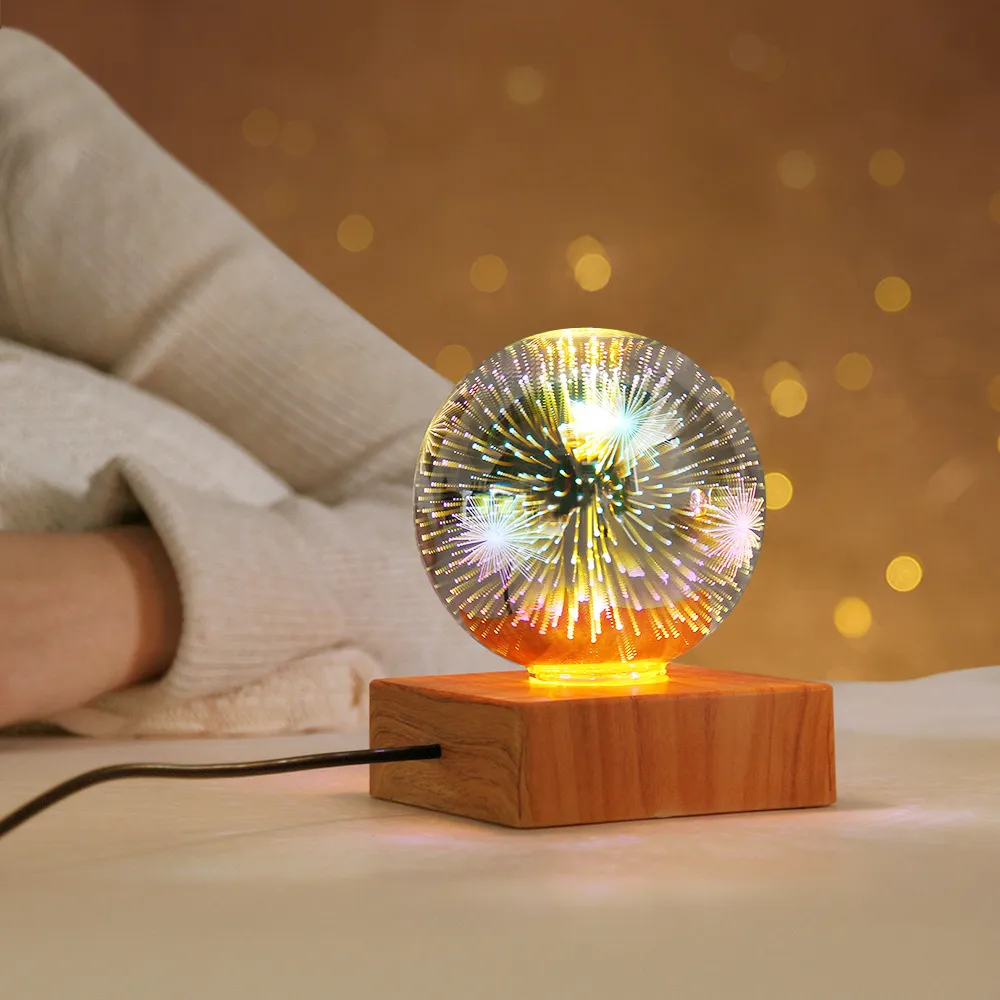 USB 3D Firework Crystals Ball Night Light Plug In Romantic Star LED Night Light Christmas Lights Christmas Home Decorations – image 6