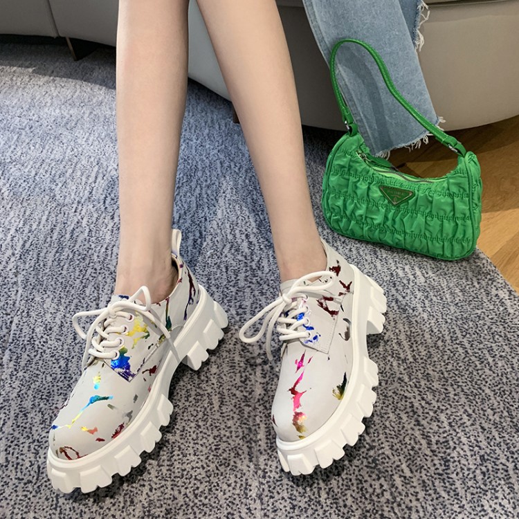 Camouflage Platform Round Toe Wedge Casual Shoes