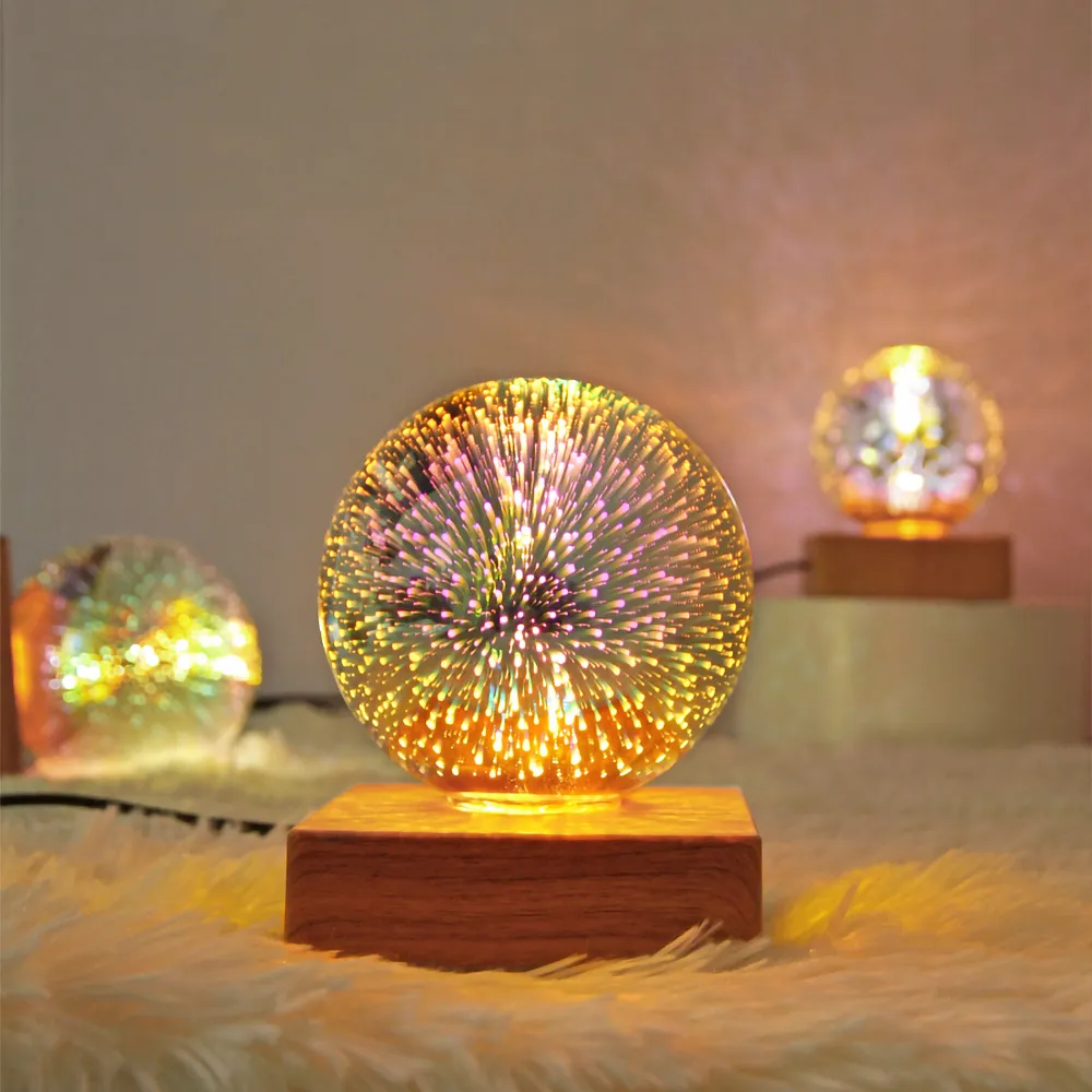 USB 3D Firework Crystals Ball Night Light Plug In Romantic Star LED Night Light Christmas Lights Christmas Home Decorations – image 2