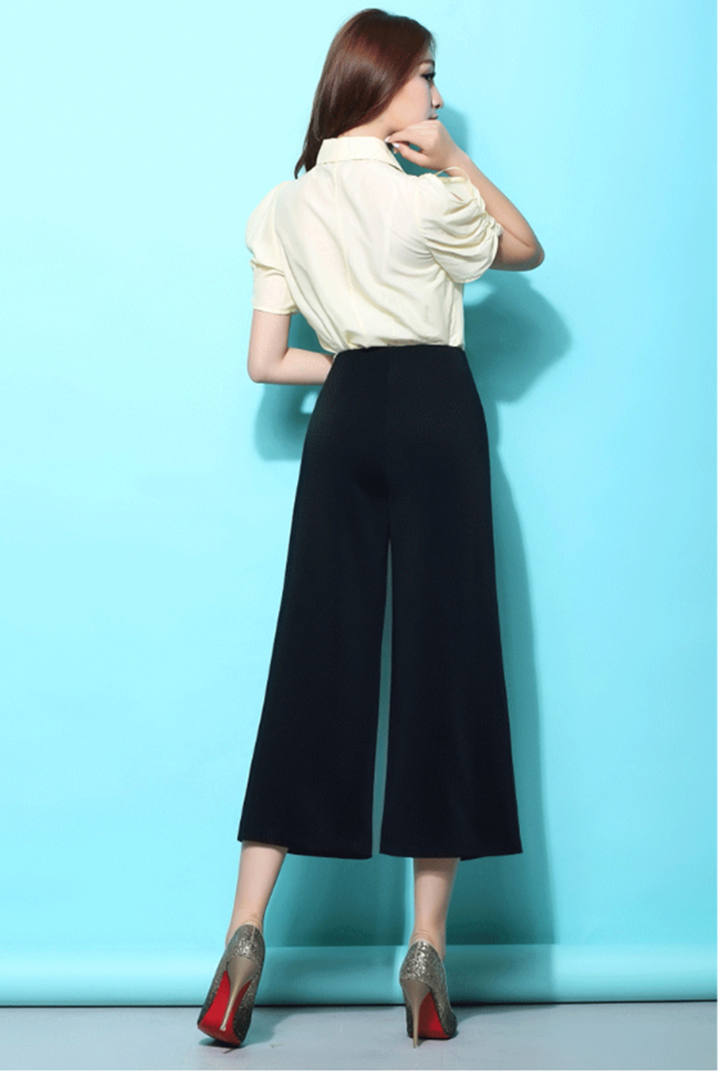 High Waist Cropped Wide-leg Pants Super Draped Women's Pants