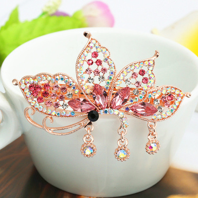 Crystal Inlaid Diamond Spring Horsetail Hairpin Peacock Hairpin