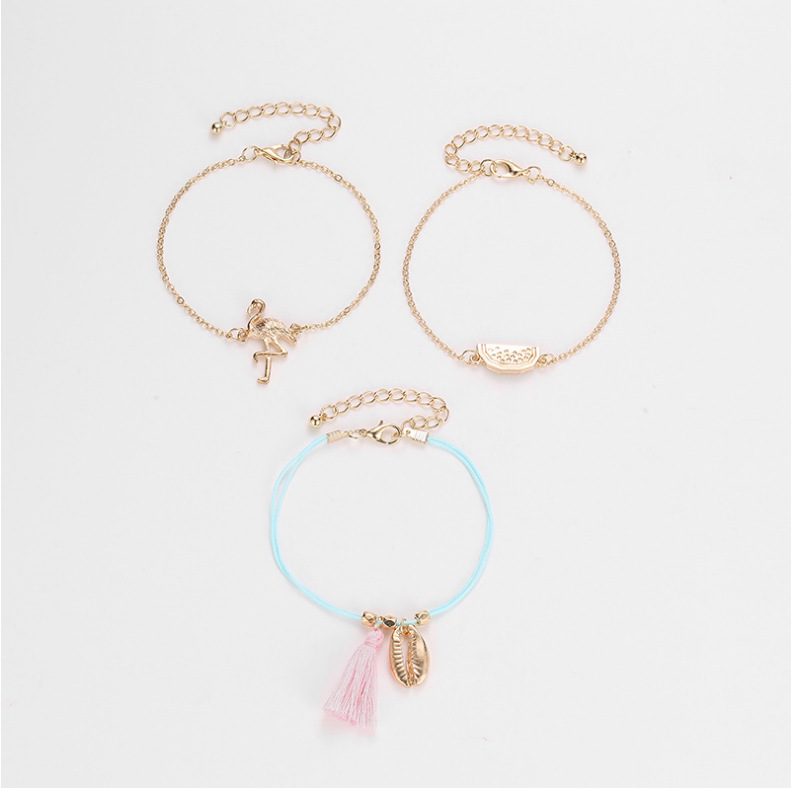 Vintage Flamingo Watermelon Hollow Shell Bracelet