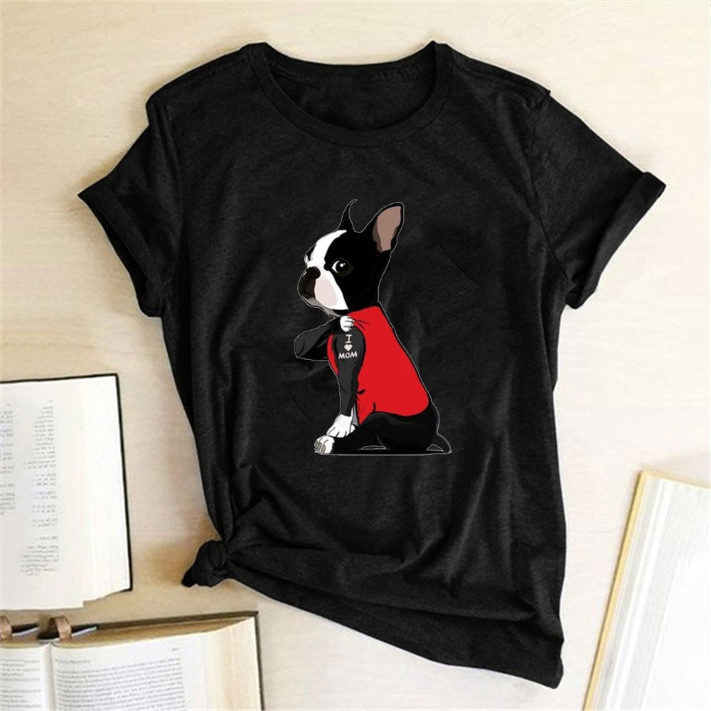 Cartoon Cartoon T-shirt Dog Arm Print T-shirt Bulldog Short Sleeve