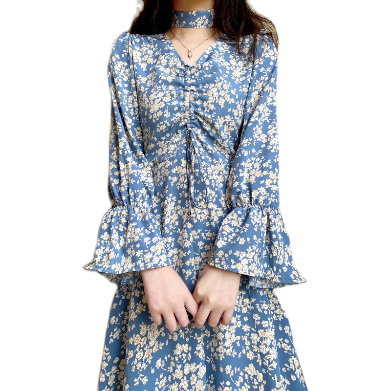 Japanese First Love Skirt V-Neck Floral Dress