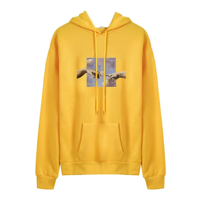 Women's Plush Sweater Cap Cute Print Blouse Solid Color Yellow - Shop at LoveMi