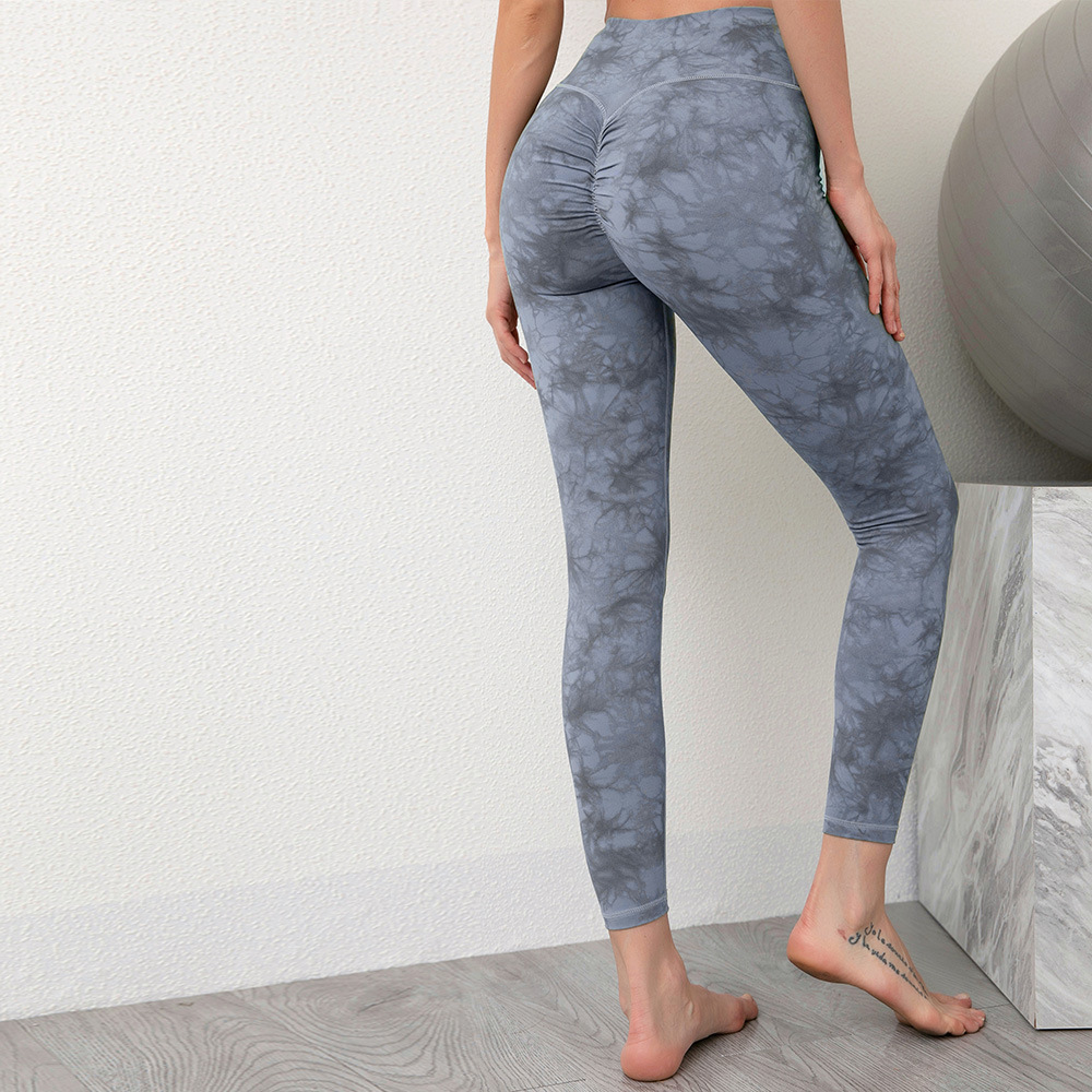 European and American Tie Dye Yoga Cropped Pants Blue - Shop at LoveMi