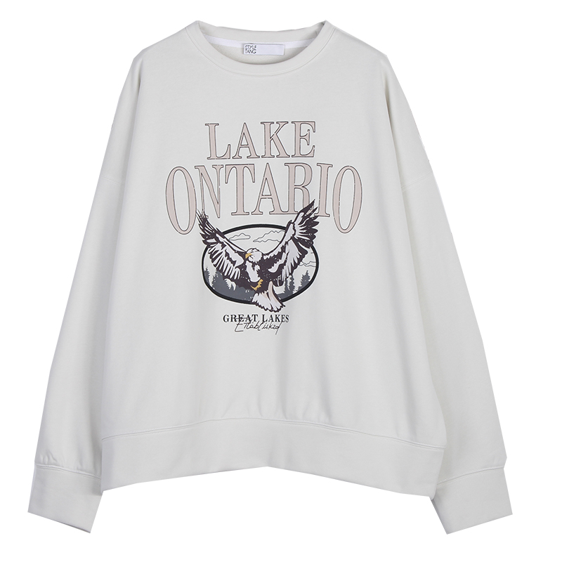 Gray Green Letter Printing Net Red Sweater Women's Capless