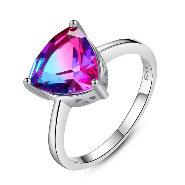 S925 Sterling Silver Ring Rainbow Stone Jewelry Ring 22G02 - Shop at LoveMi