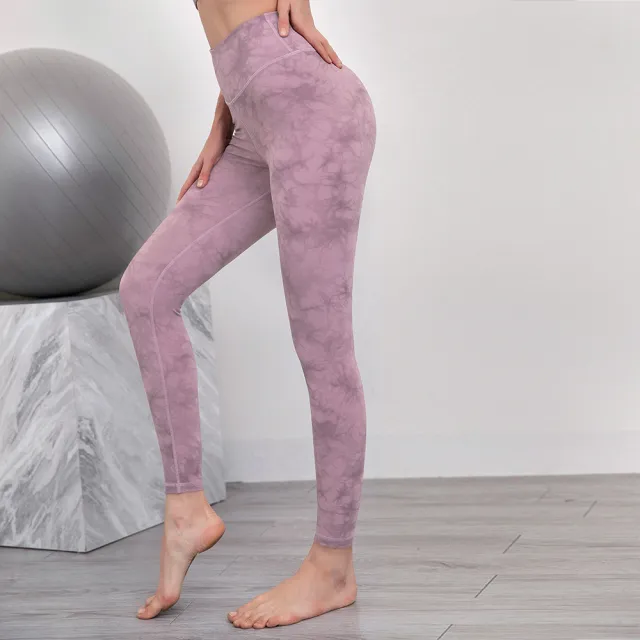 European and American Tie Dye Yoga Cropped Pants Pink - Shop at LoveMi