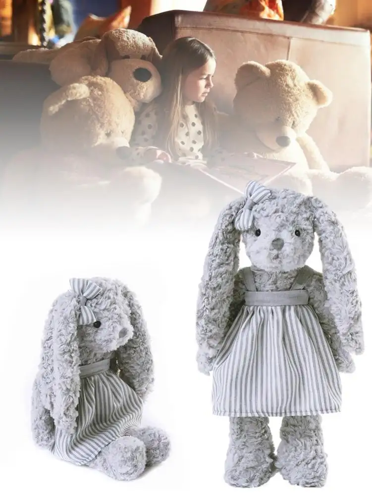 Dressed Rabbit Doll Grey Twisted Flower Plush