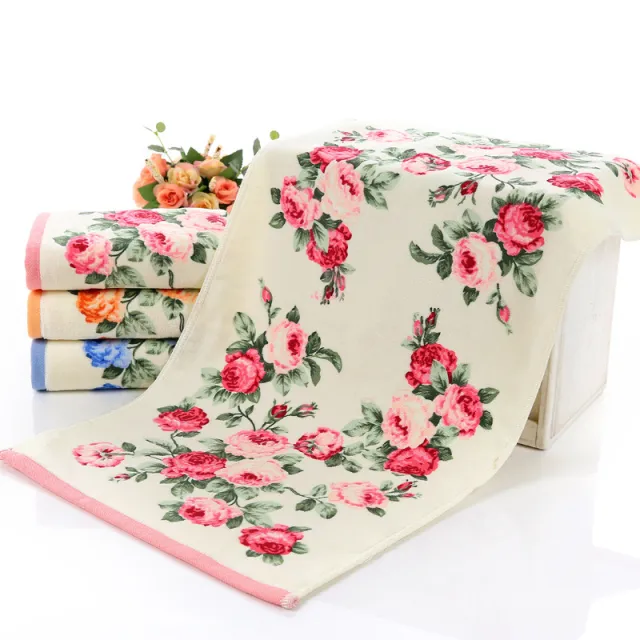 Cotton Towel Bath Towel Printed with Cut Down Peony Pink - Shop at LoveMi