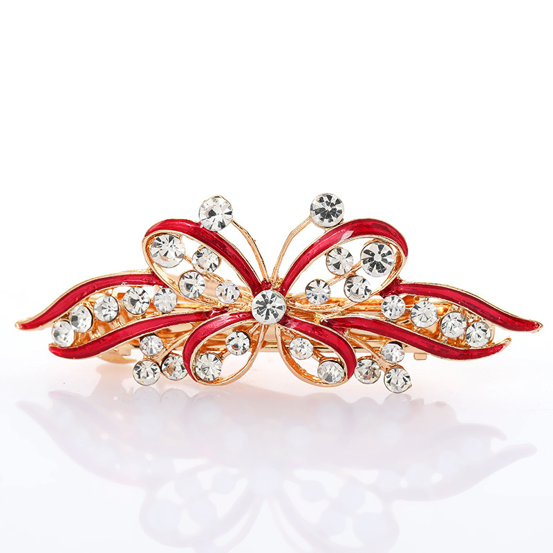 High Quality Alloy Oil Bowknot  Dripping Hairpin