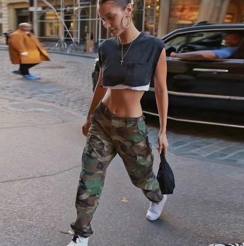 Fake Two Loose Sleeveless Round Neck Short T Shirt For Women