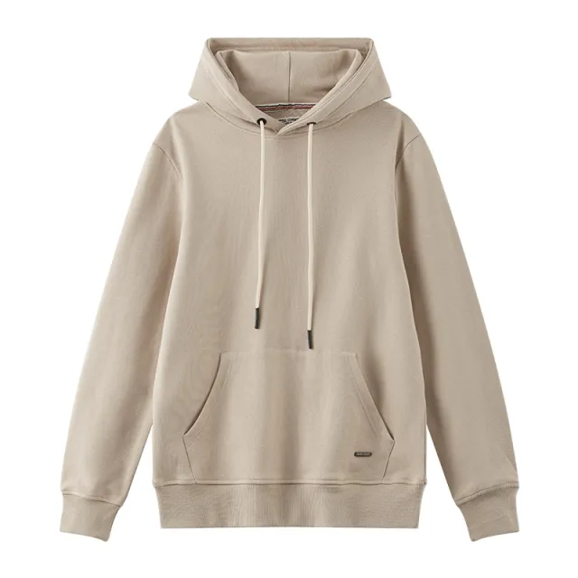 Pure Color Sports Casual Men's And Women's Pullover Sweater Beige - Shop at LoveMi