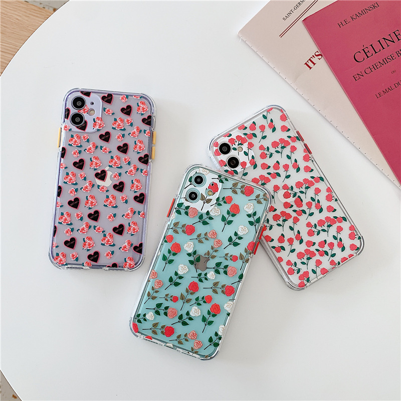 Compatible with Apple , Silicone Soft Phone Case Transparent Anti-drop Two-color