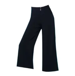 High Waist Cropped Wide-leg Pants Super Draped Women's Pants - Dark Blue - View 1
